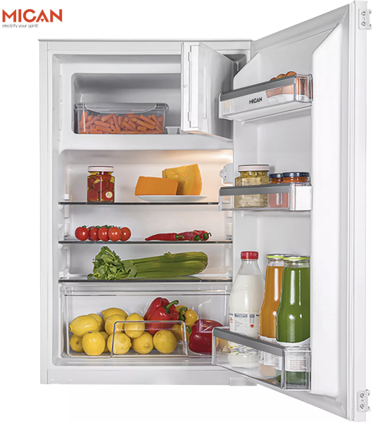 Amica Mican 30650 Einbau-Kühlschrank mit Gefrierfach, 88 cm hoch, Schlepptür-Technik