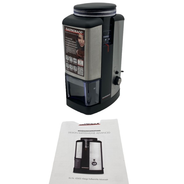 Gastroback Design Advanced 42602 Kaffeemühle Schwarz 130 Watt, Kegelmahlwerk