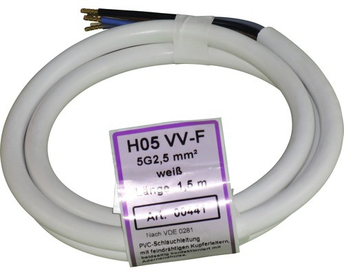 HSB Elektro Herdanschlusskabel H05 VV-F 5G2,5 AE/AE 1,5 m weiß