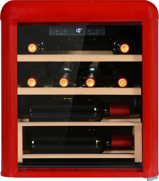 Amica WKR 341 910 R Weinkühlschrank, für 10 Standardflaschen, rot
